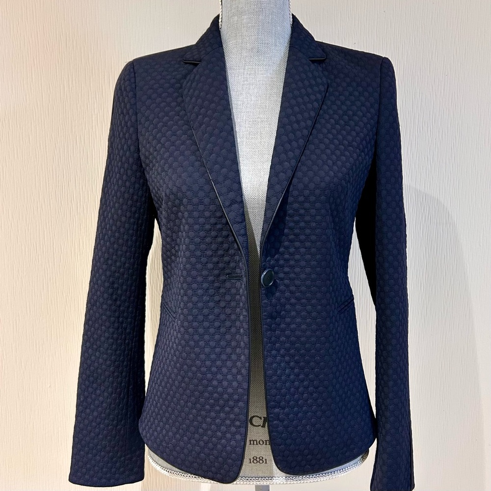 AKRIS Textured Wool Blazer Midnight Blue